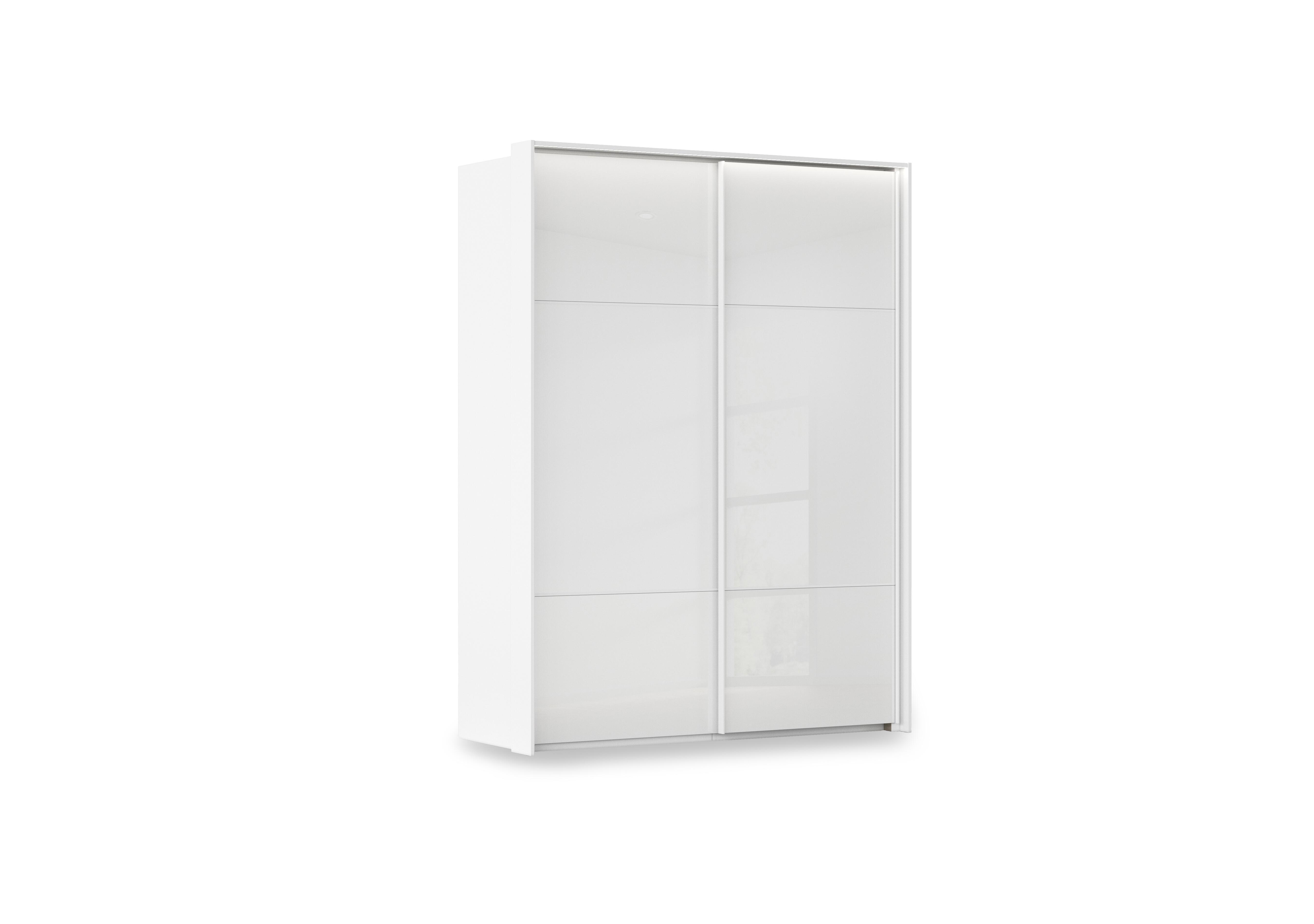 Haven 170cm 2 Door Slider Wardrobe with Glass Doors and Lights in Awg1l Alpine Wht Wht Gls Frnt on Furniture Village